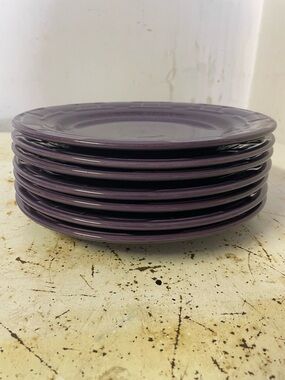 Longaberger Eggplant Woven Traditions Dinner Plates - Set of 7